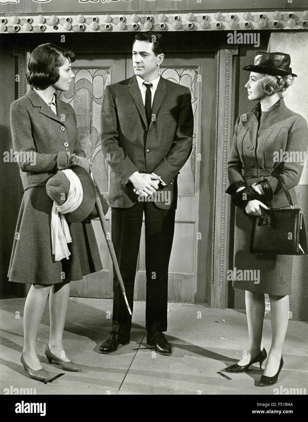 The actors Rock Hudson, Paula Prentiss and Maria Perschy in a scene from the film 'Man's Favorite Sport?', USA Stock Photo