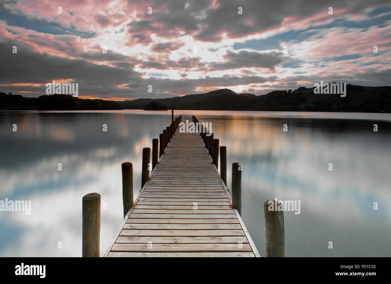 Parkamoor Jetty on Coniston Water,  Lake District, Cumbria, England, Uk, Gb. Stock Photo