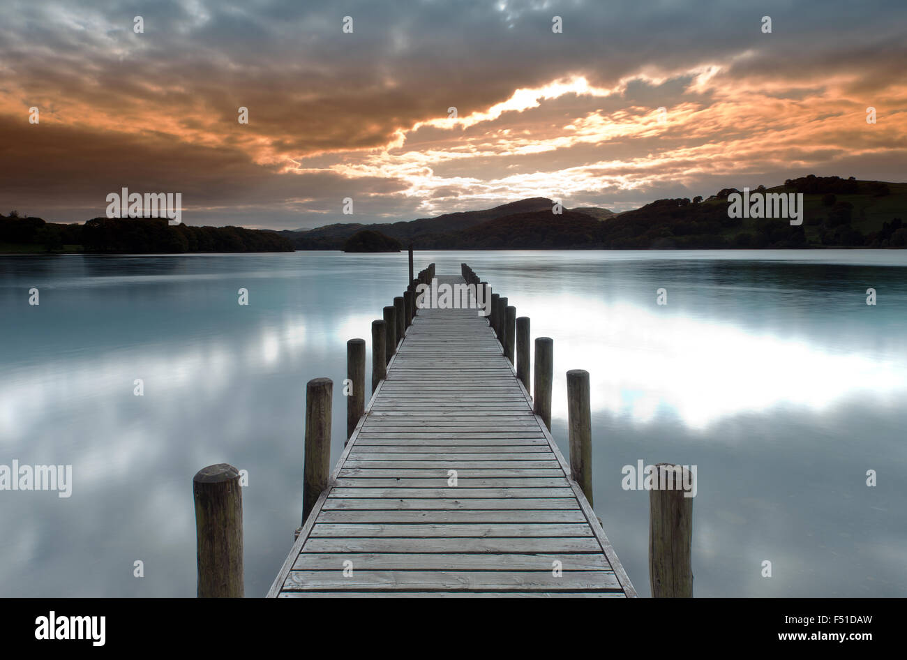 Parkamoor Jetty on Coniston Water,  Lake District, Cumbria, England, Uk, Gb. Stock Photo