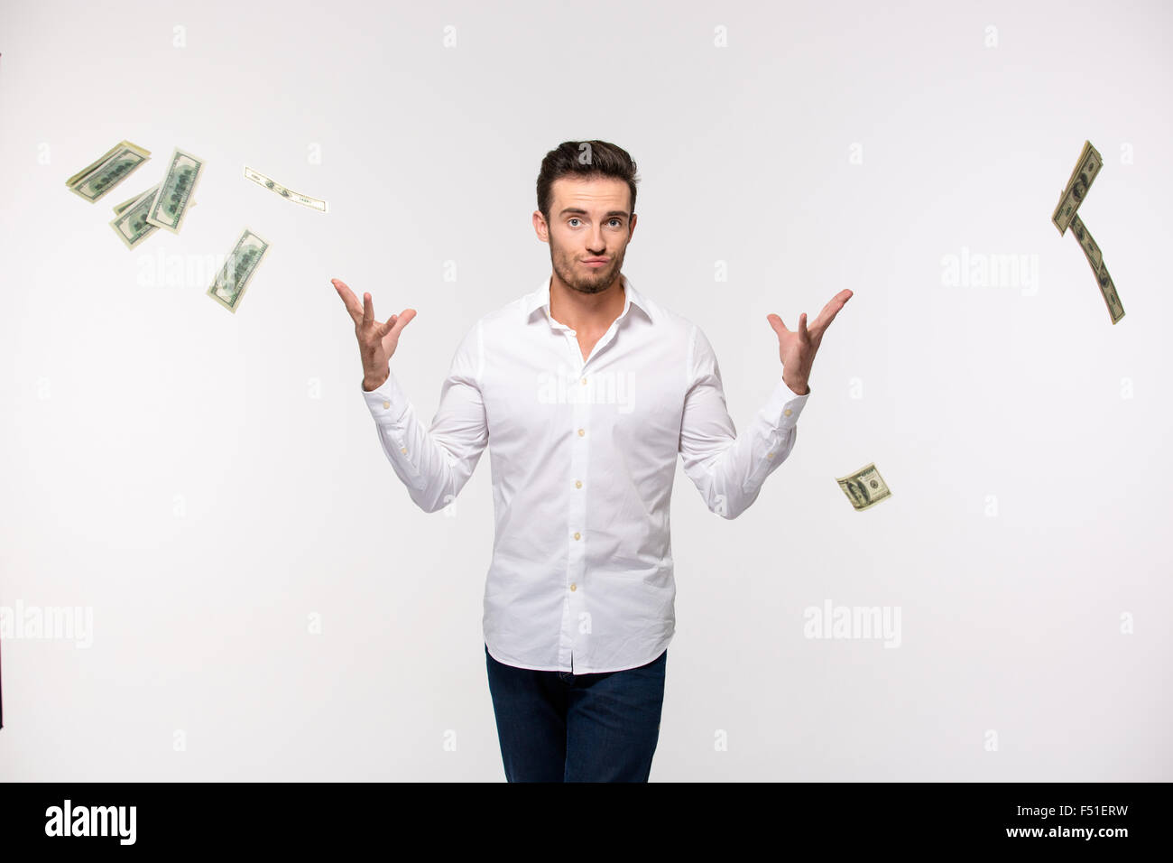Throwing money and man hires stock photography and images Alamy