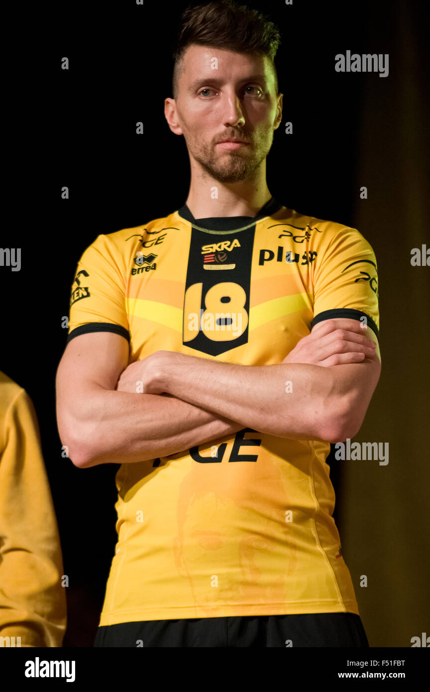Belchatow, Poland. 25th Oct, 2015. Nicolas Marechal, pictured during official presentation of PGE Skra Belchatow team for 2015/2016 volleyball season. Credit:  Marcin Rozpedowski/Alamy Live News Stock Photo