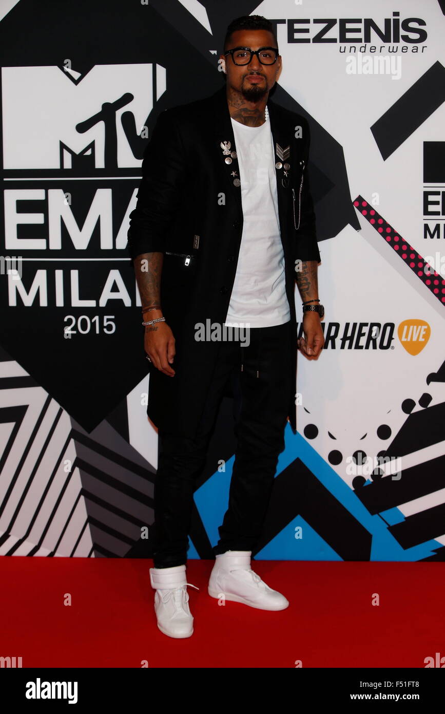 Kevin Prince Boateng arrives at the 2015 MTV Europe Music Awards, EMAs, at Mediolanum Forum in Milan, Italy, on 25 February 2012. Photo: Hubert Boesl/dpa Stock Photo