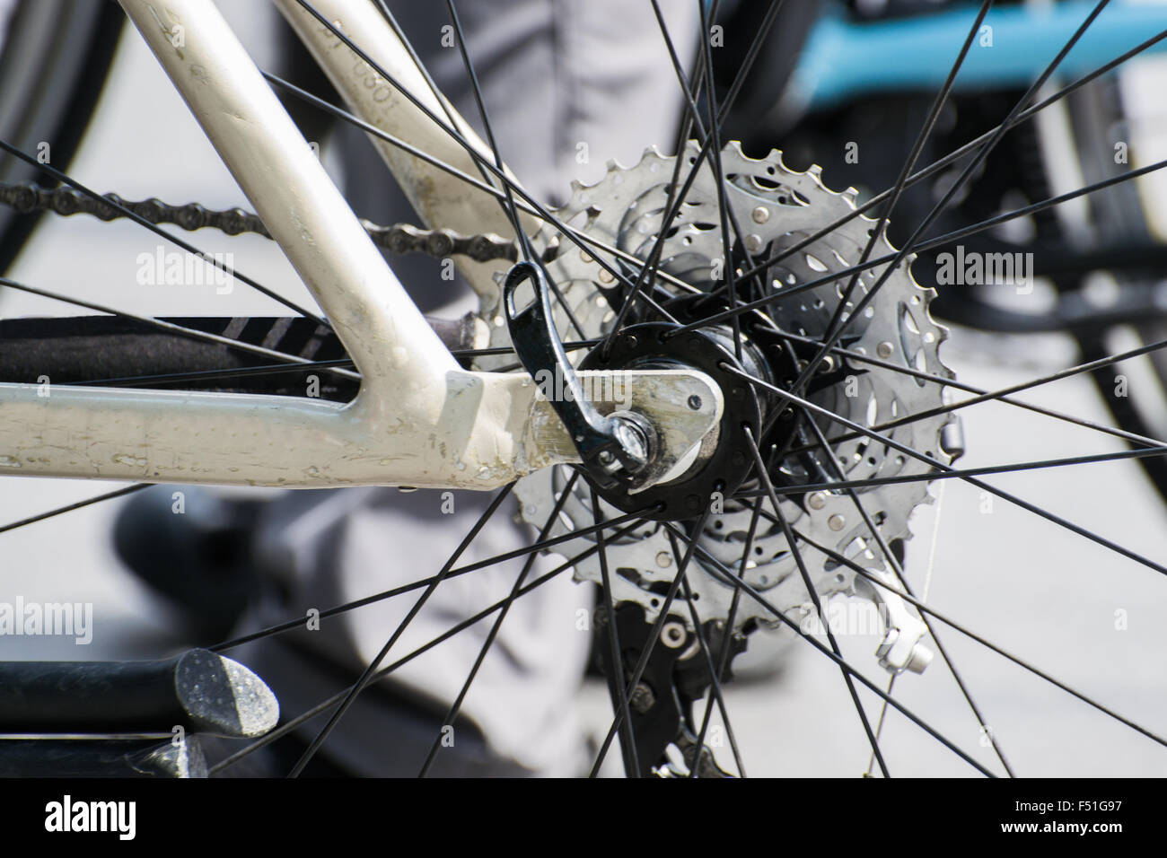 Bicycle gears and rear derailleur Stock Photo Alamy