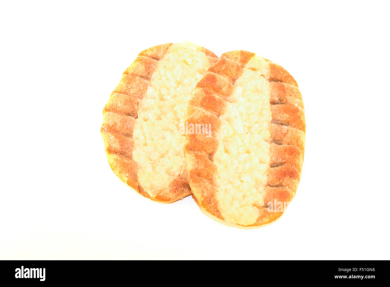 Two karelian pastys, isolated on white background Stock Photo