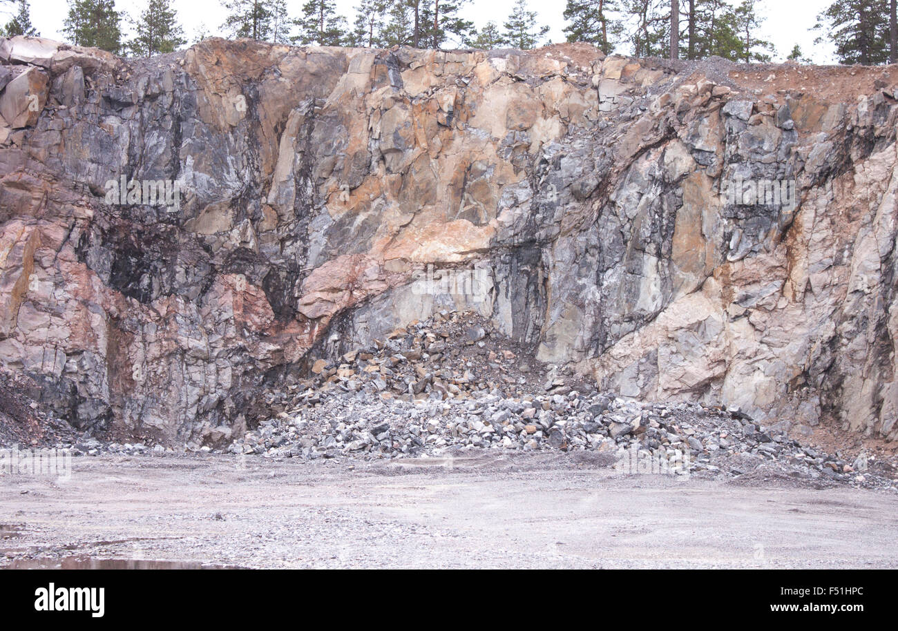 Mining stones at a stone mine, in Finland Stock Photo