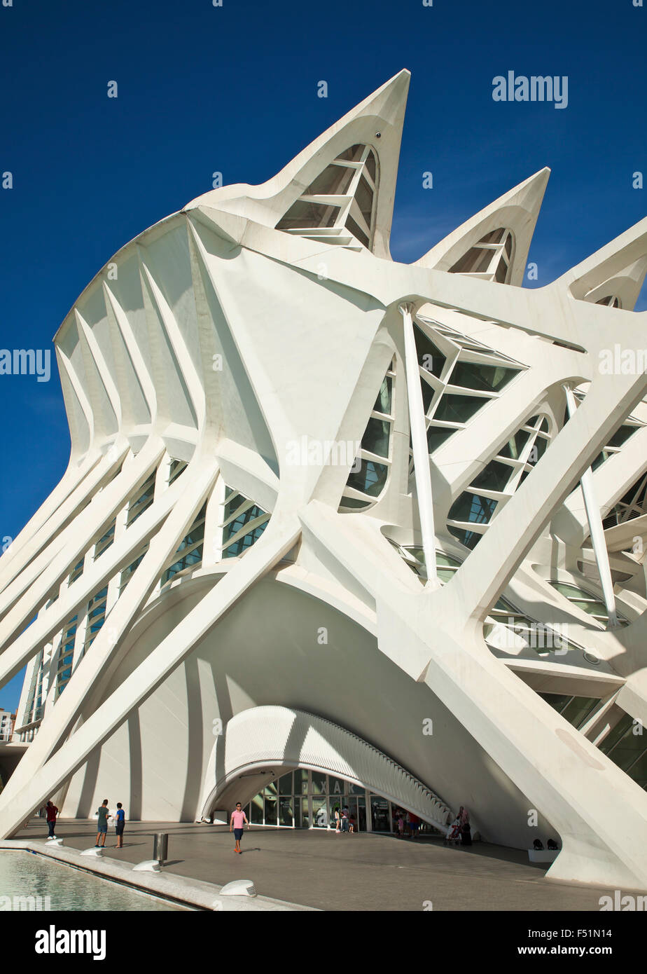 Entrance to the Príncipe Felipe Science Museum, City of Arts and Sciences, Valencia, Spain. Stock Photo