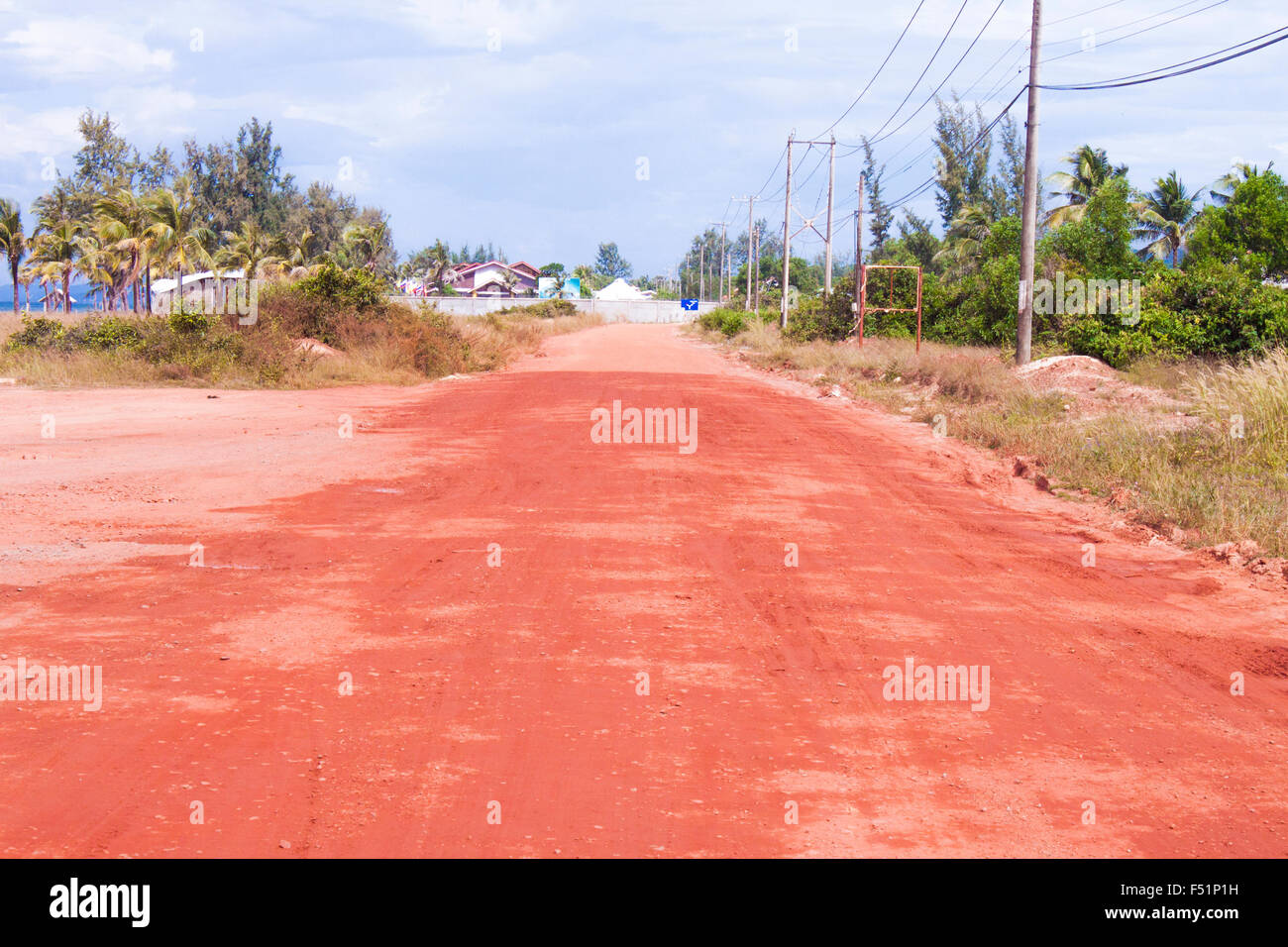 Red gravel route, in Phu Quoc, Vietnam, asia Stock Photo