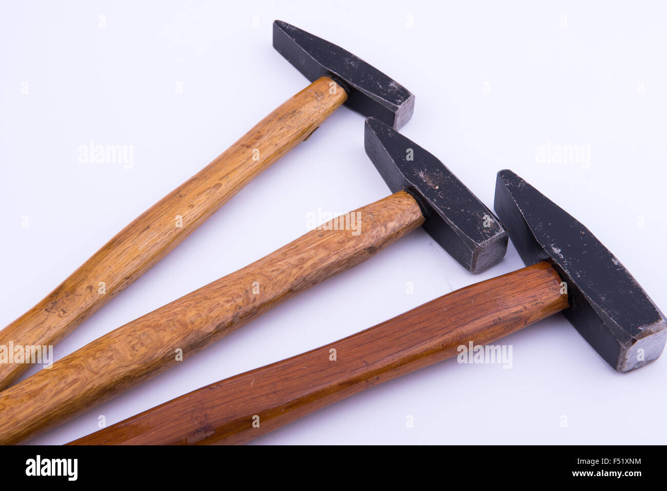 three hammers on white background Stock Photo