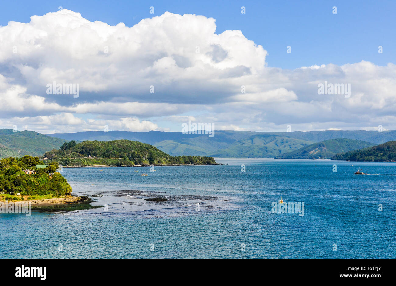 Seaside view in the Spanish fortress in Niebla, Valdivia, Patagonia, Chile Stock Photo