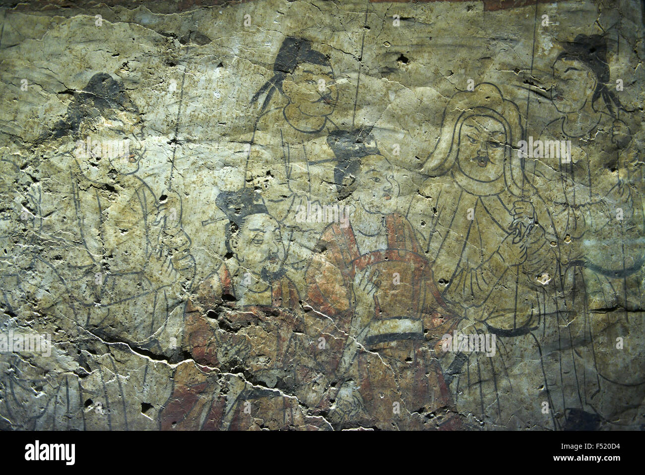 Tang Dynasty tomb murals. Shanxi Museum in Xi'an, China. Stock Photo