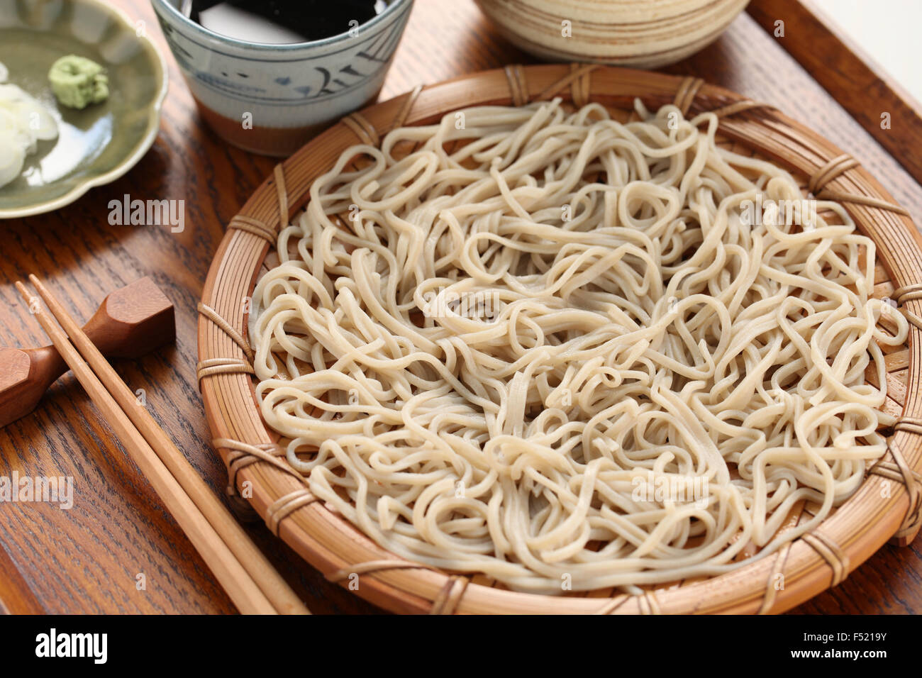 mori soba, cold buckwheat noodles, japanese food Stock Photo