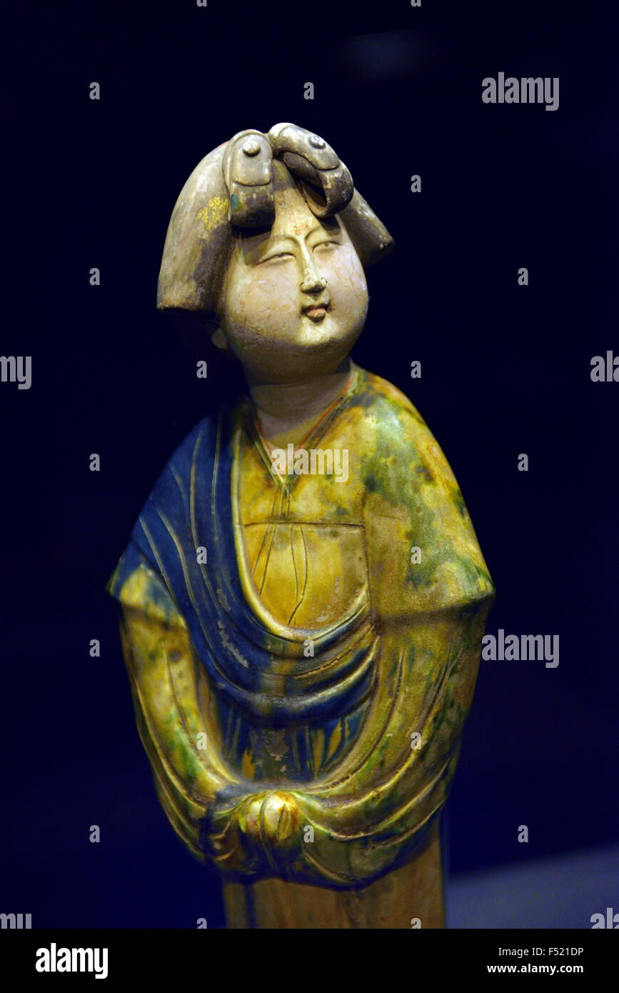 Tri-colored female figure. Shanxi Museum in Xi'an, China. Stock Photo