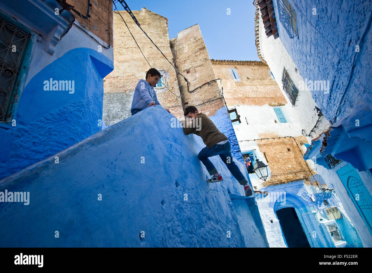 Morocco, Chefchaouen, boys Stock Photo