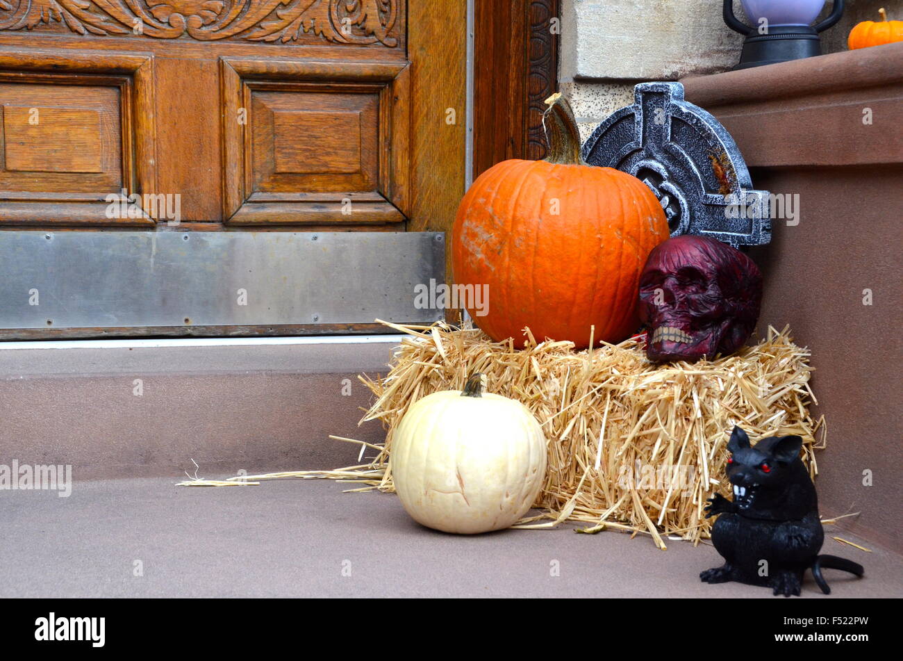 halloween decorations brooklyn park slope new york Stock Photo Alamy
