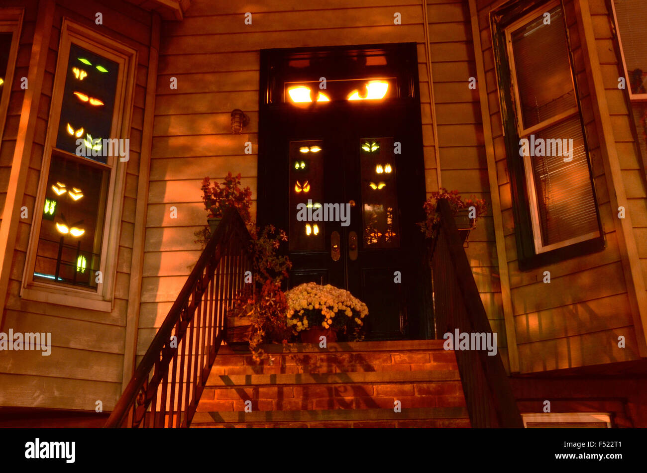 halloween decorations brooklyn park slope new york Stock Photo Alamy