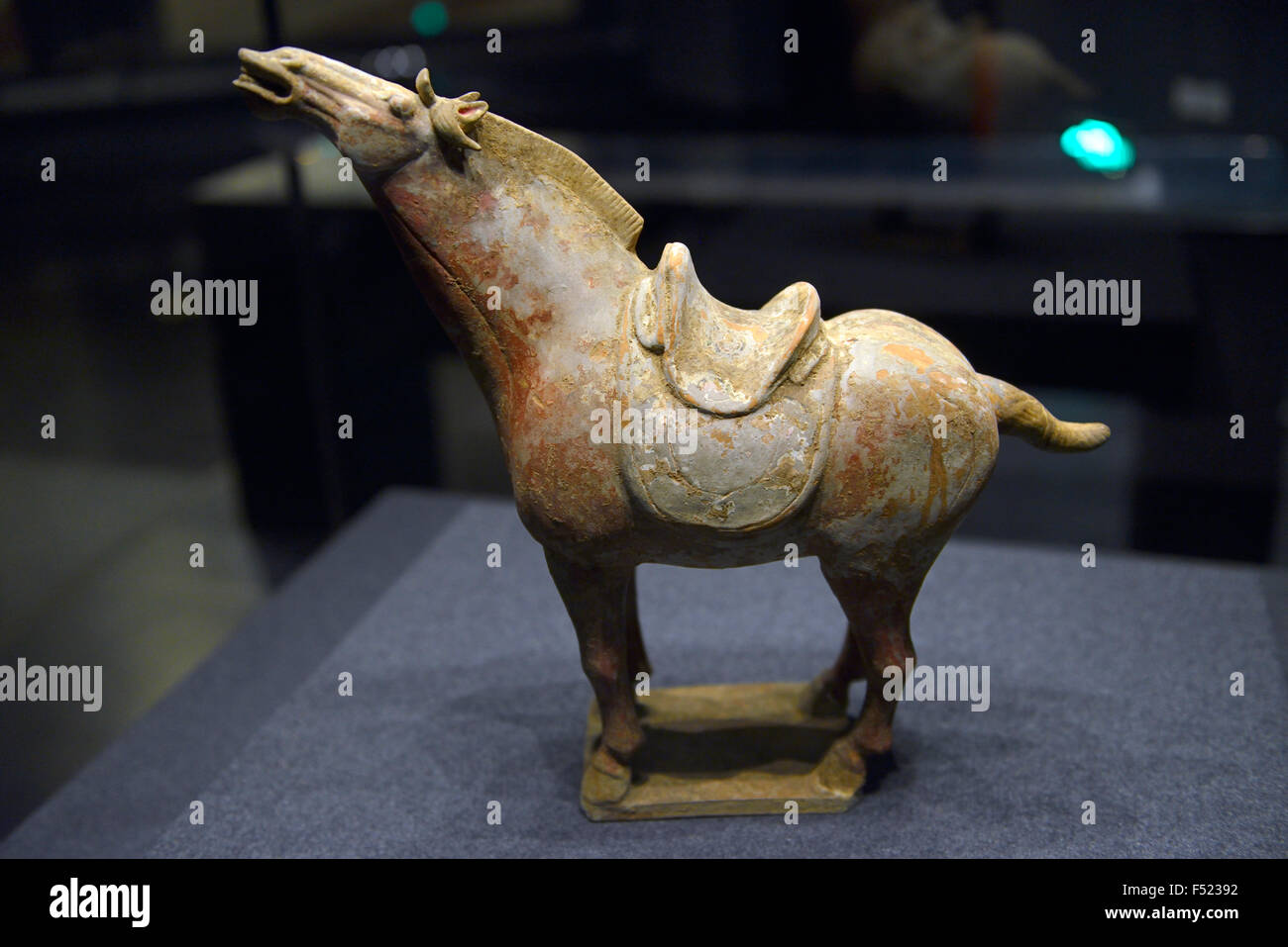 Painted Pottery Neighing Horse.Shanxi Museum in Xi'an, China. Stock Photo