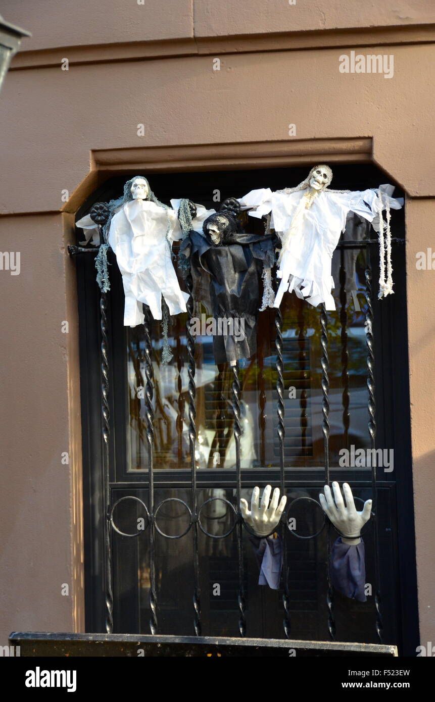 halloween decorations brooklyn park slope new york Stock Photo Alamy