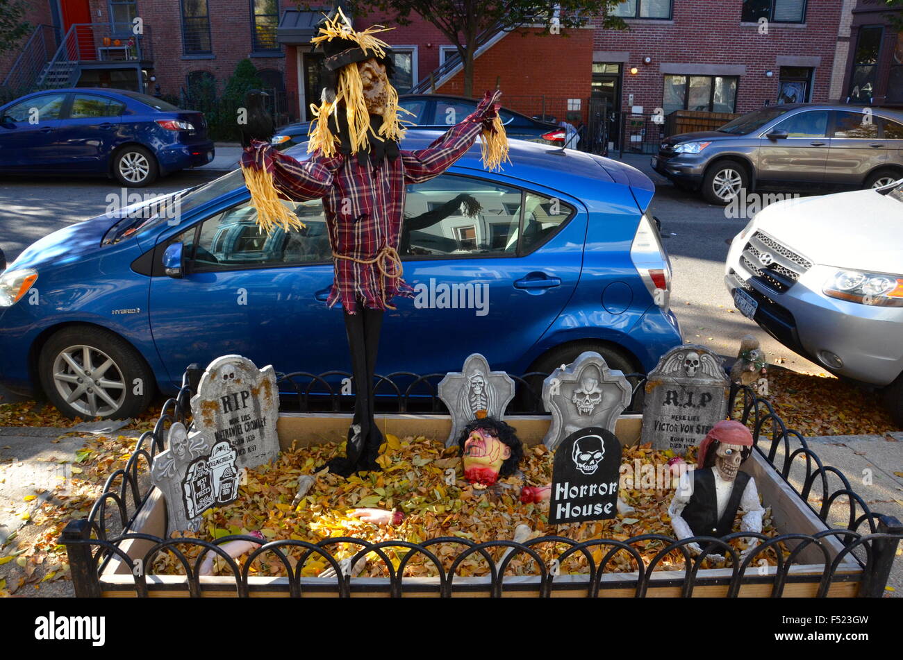 halloween decorations brooklyn park slope new york Stock Photo Alamy