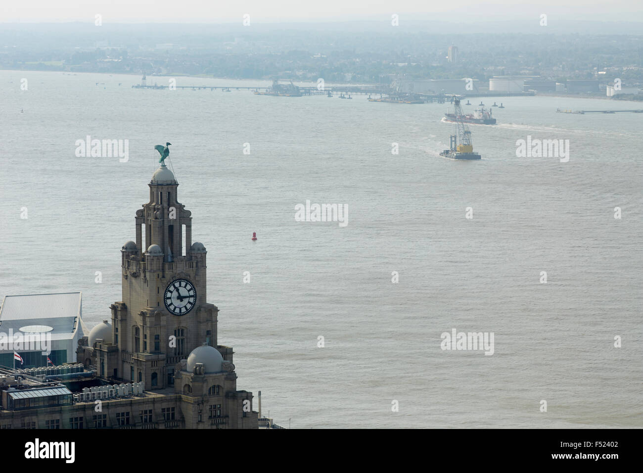 Albert docks area of liverpool   Skyline high viewpoint landmark attraction tourist area destination liver building river mersey Stock Photo