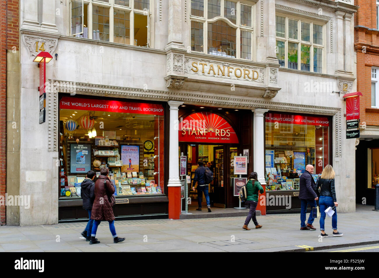 Stanfords map and travel bookshop in Long Acre, Covent Garden. After 118 years at the Long Acre site the store relocated to nearby Mercer Walk in 2019 Stock Photo