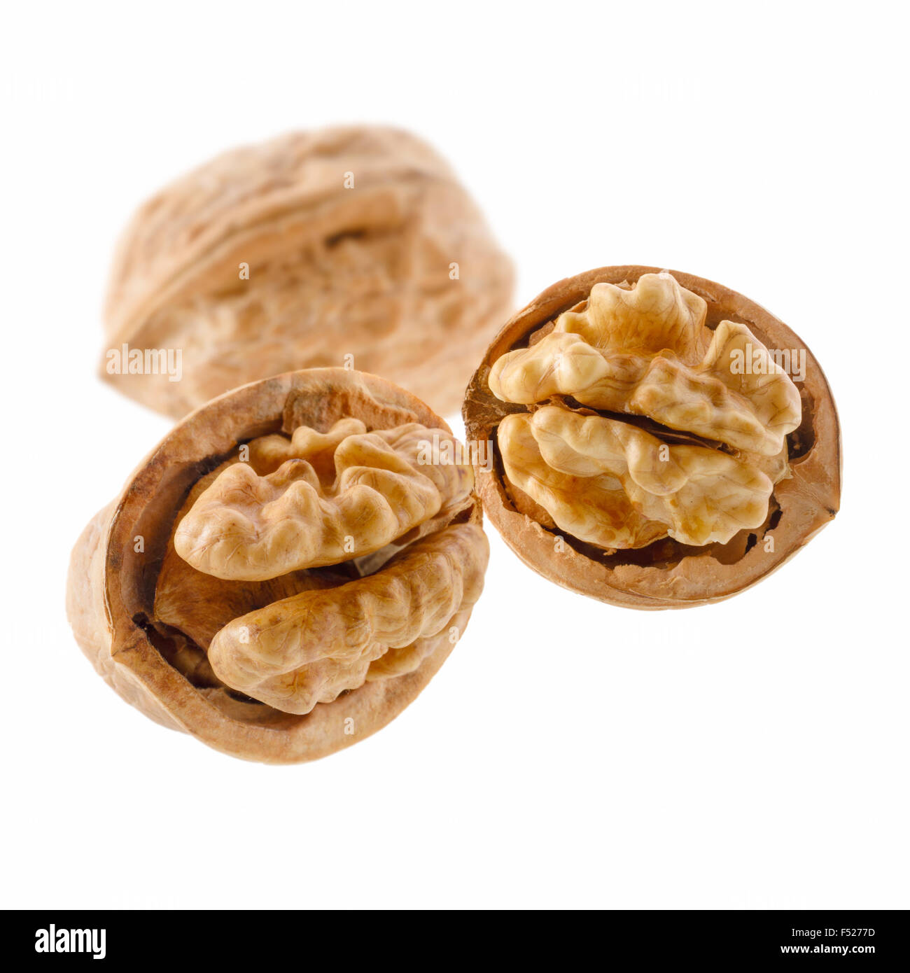 Food: group of walnuts, isolated on white background Stock Photo