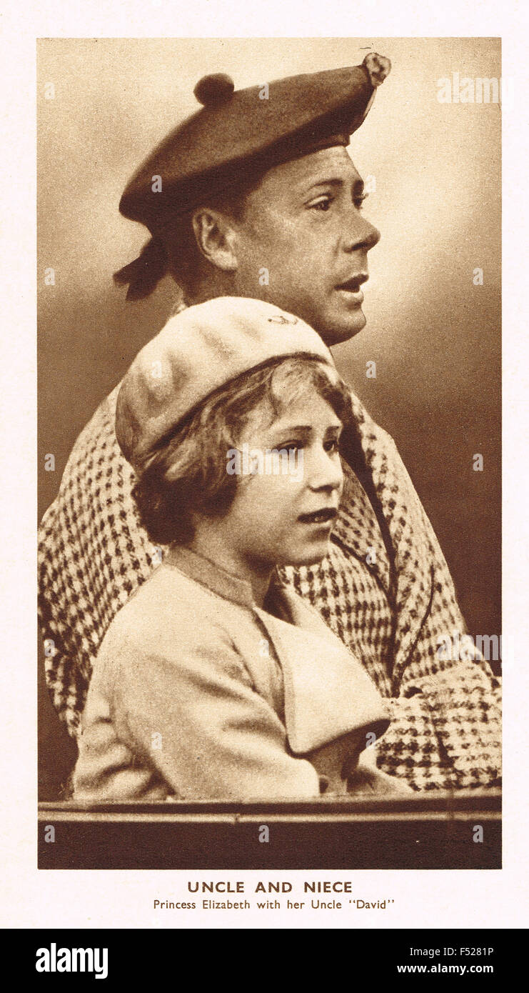 Young Princess Elizabeth & Prince of Wales later briefly King Edward VIII Stock Photo