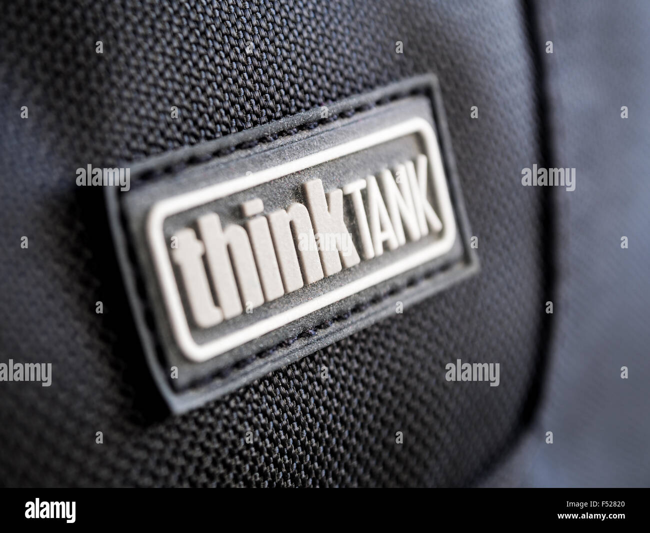 Think Tank Photo Airport Commuter Backpack - close-up of company logotype, studio shot Stock Photo