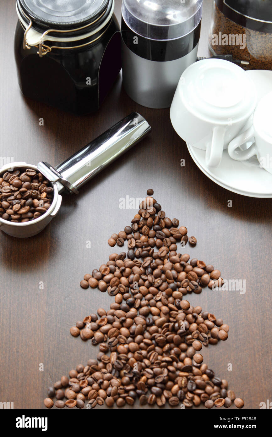Christmas tree made of coffee beans Stock Photo - Alamy