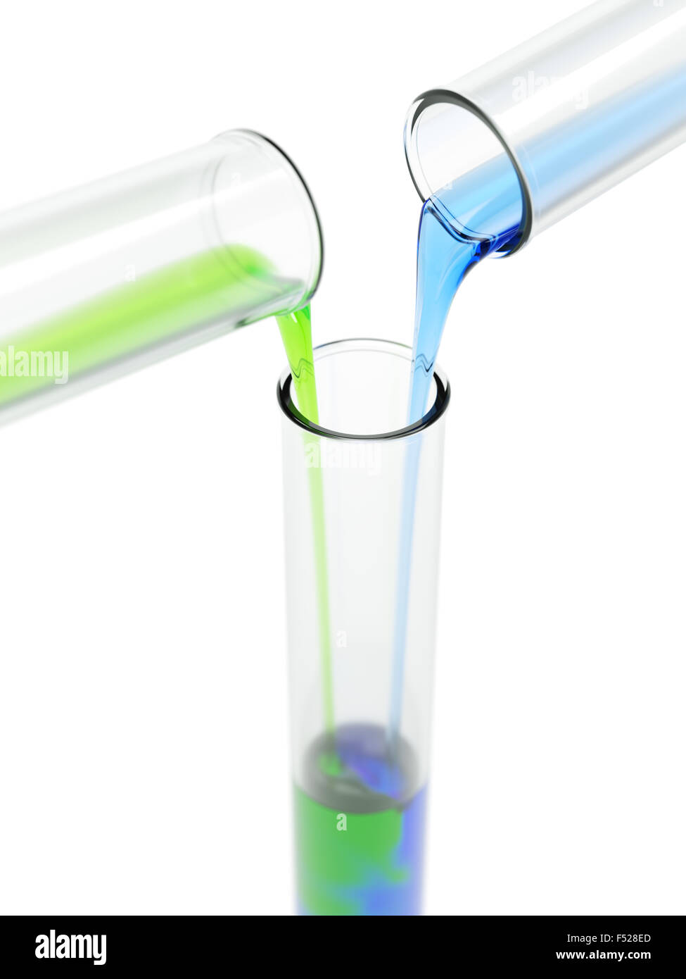 Mixing chemicals on white background Stock Photo - Alamy