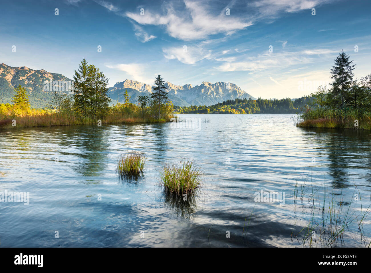 Barmsee' (lake), water, Alps, 'Karwendel' (mountain range), autumn ...
