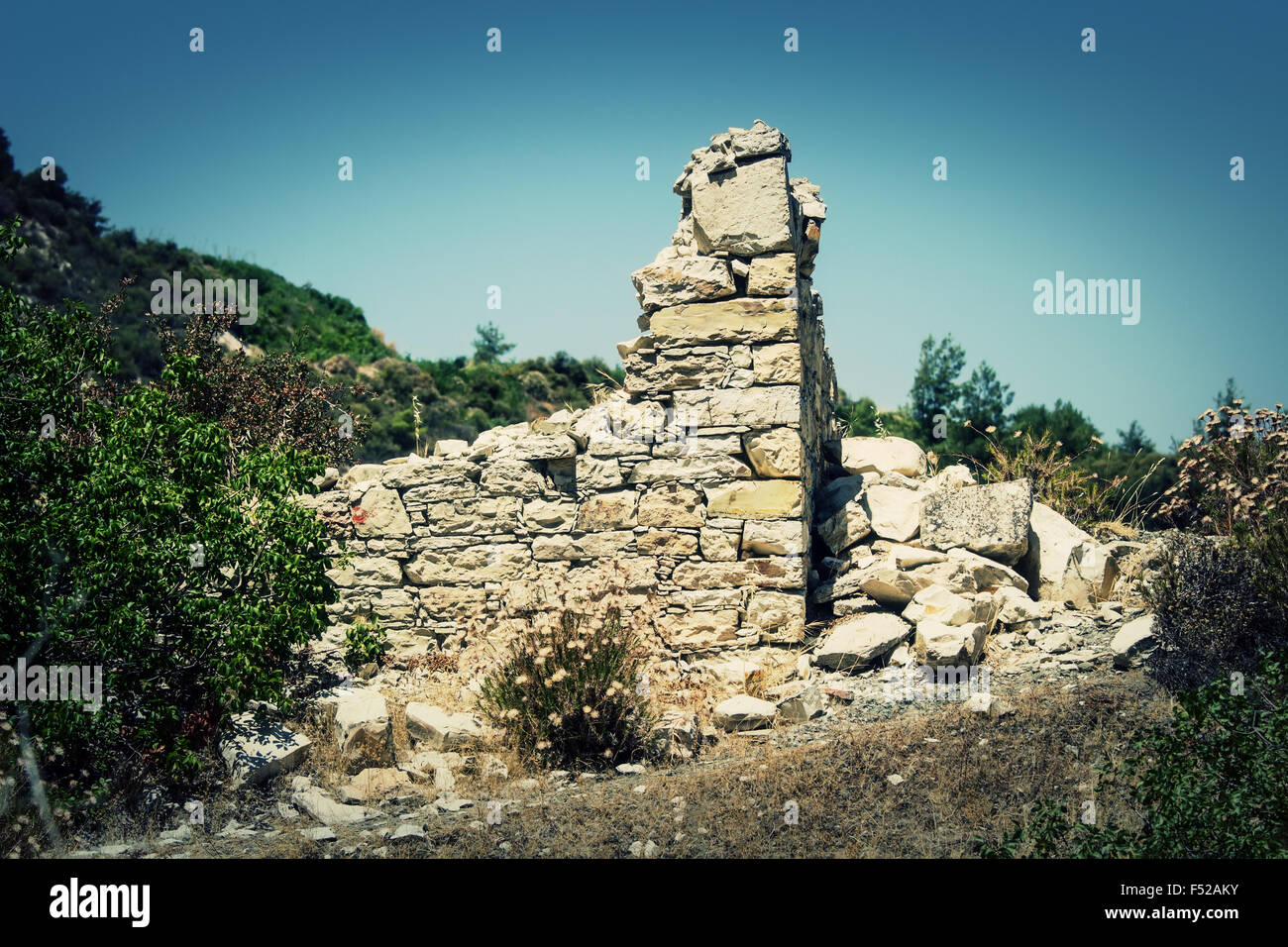 The ruins of an old house, Troodos, Cyprus Stock Photo