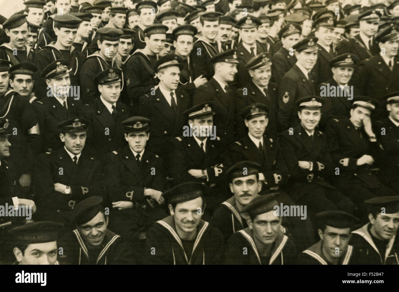 Officers and sailors of the Italian Navy after World War II, Italy Stock Photo