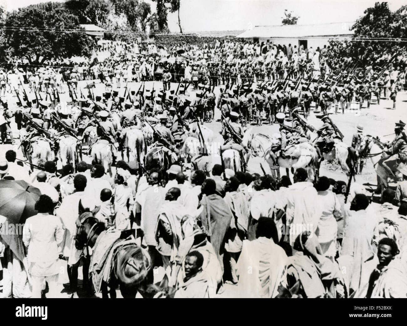 The evacuation from Harrar following the Italian invasion, Ethiopia Stock Photo