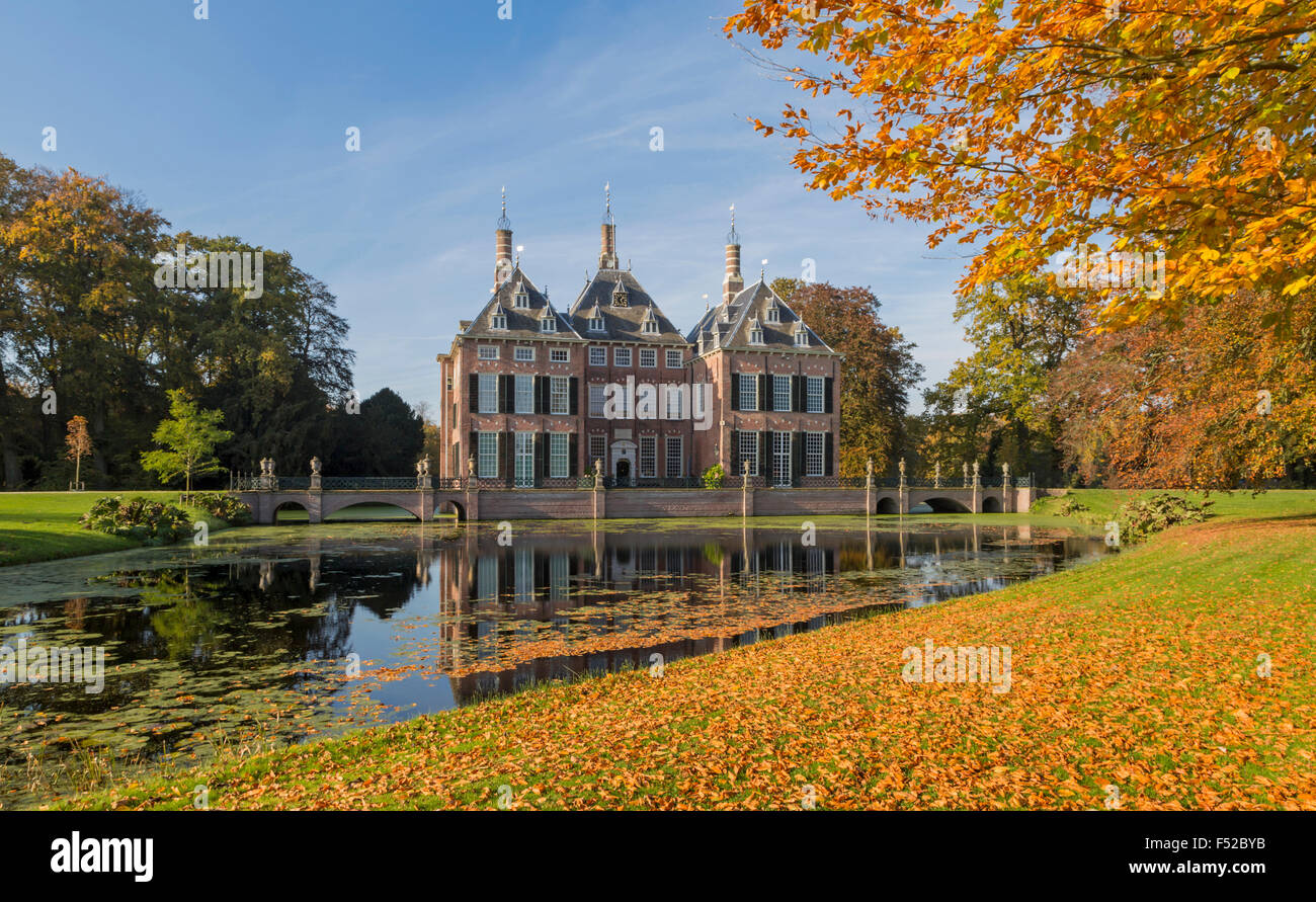 Autumn splendor at Duivenvoorde Castle, Voorschoten, South Holland, The Netherlands. Set in an English landscape park. Stock Photo