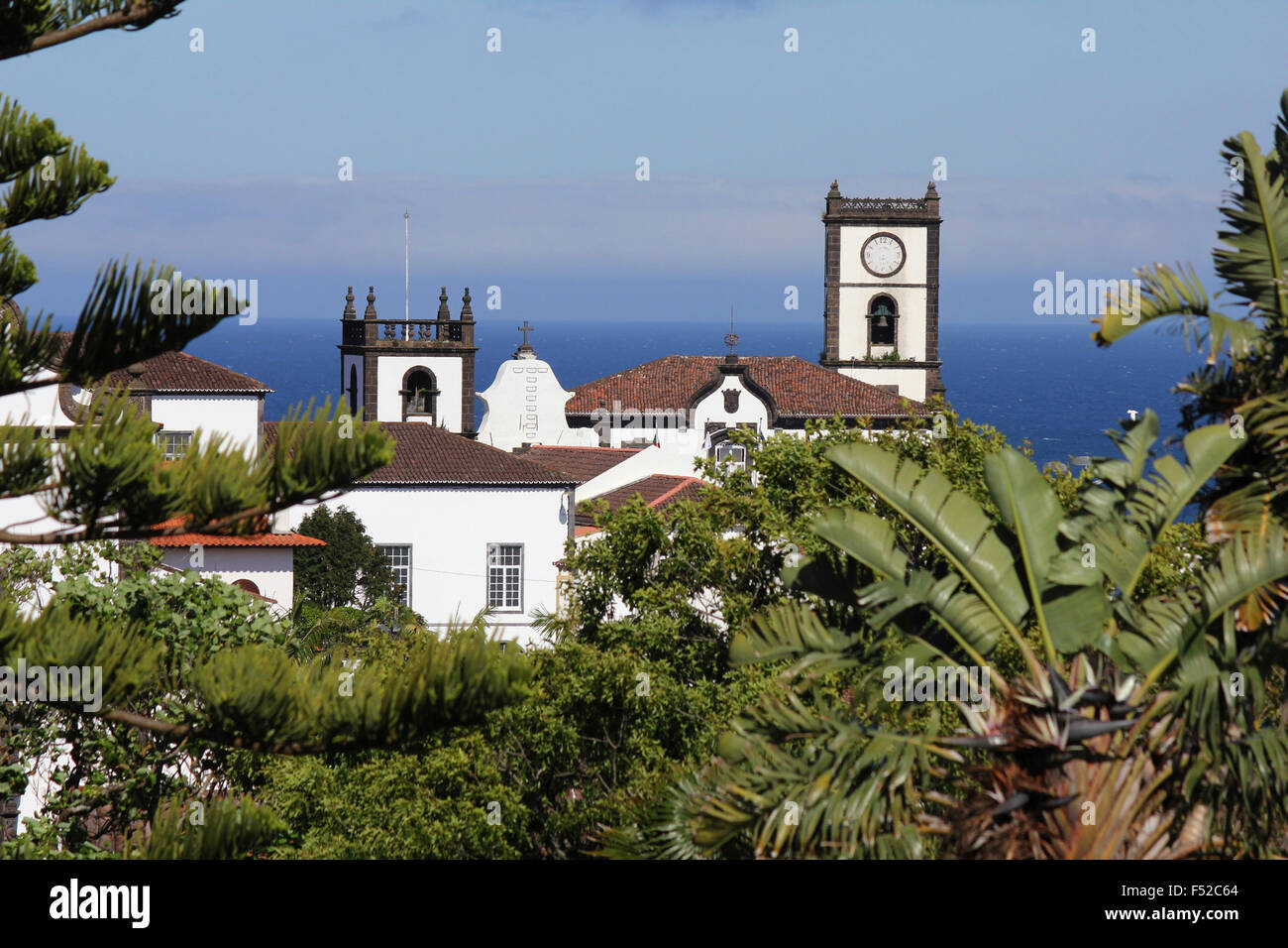 Church and tower in Sao Miguel Azores Stock Photo