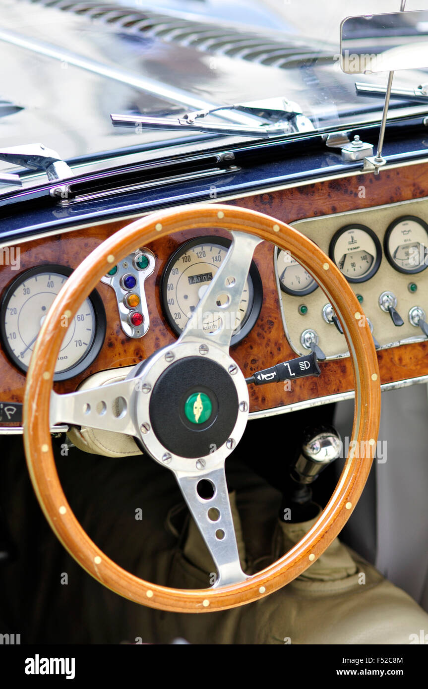 Close up of Steering Wheel of Antique Car Stock Photo - Alamy