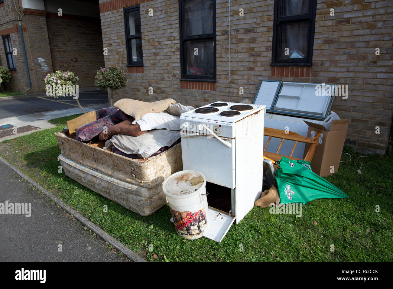 Fly tipping on a residential street, London, UK Stock Photo Alamy