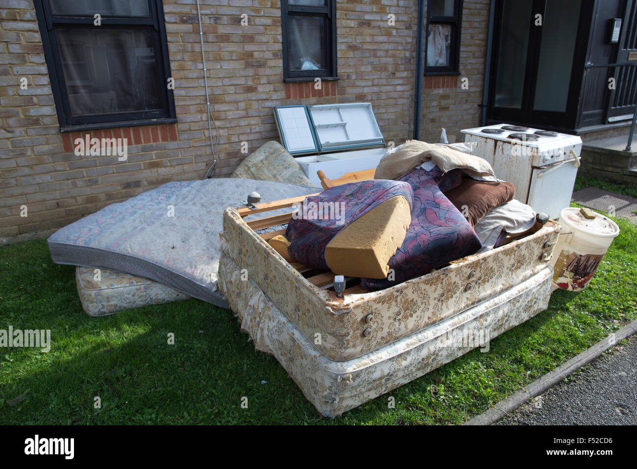 Fly tipping on a residential street, London, UK Stock Photo