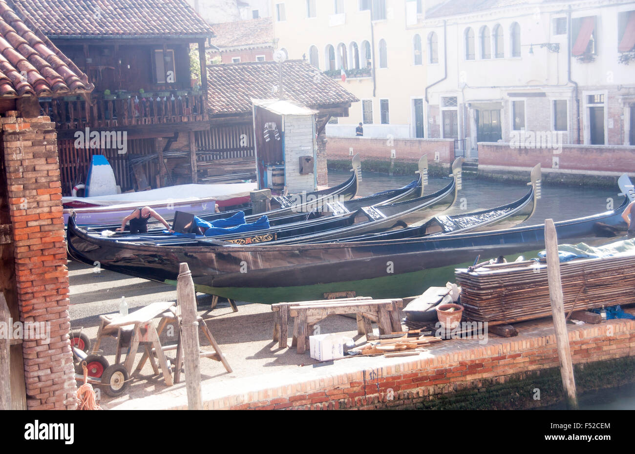 Squero di San Trovaso gondola repair boatyard Dorsoduro sestier Venice Veneto Italy Stock Photo