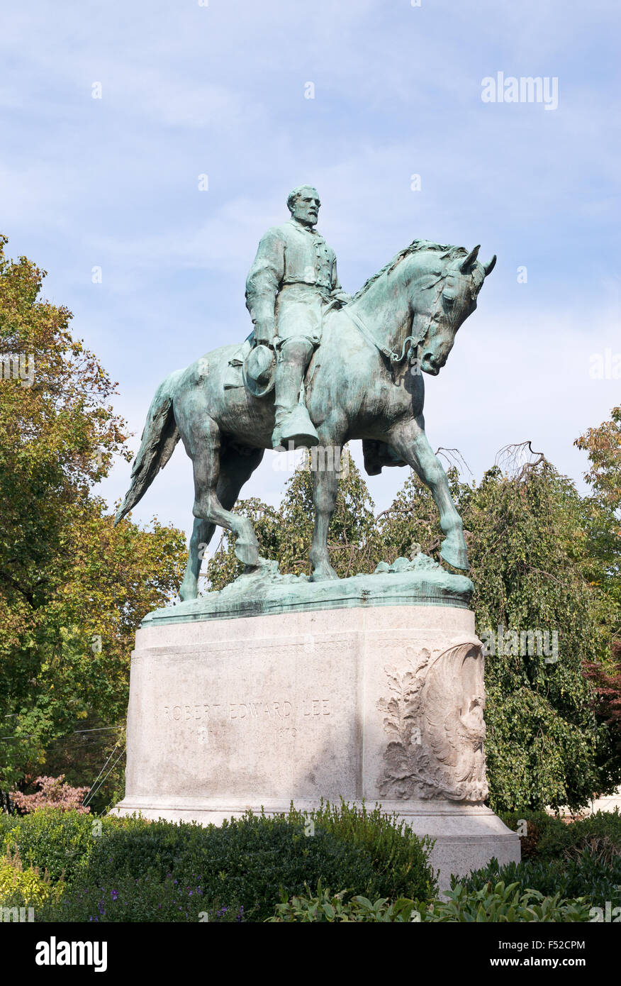 Equestrian monument to Robert E. Lee, Market Street Park, Charlottesville, Virginia, USA Stock Photo
