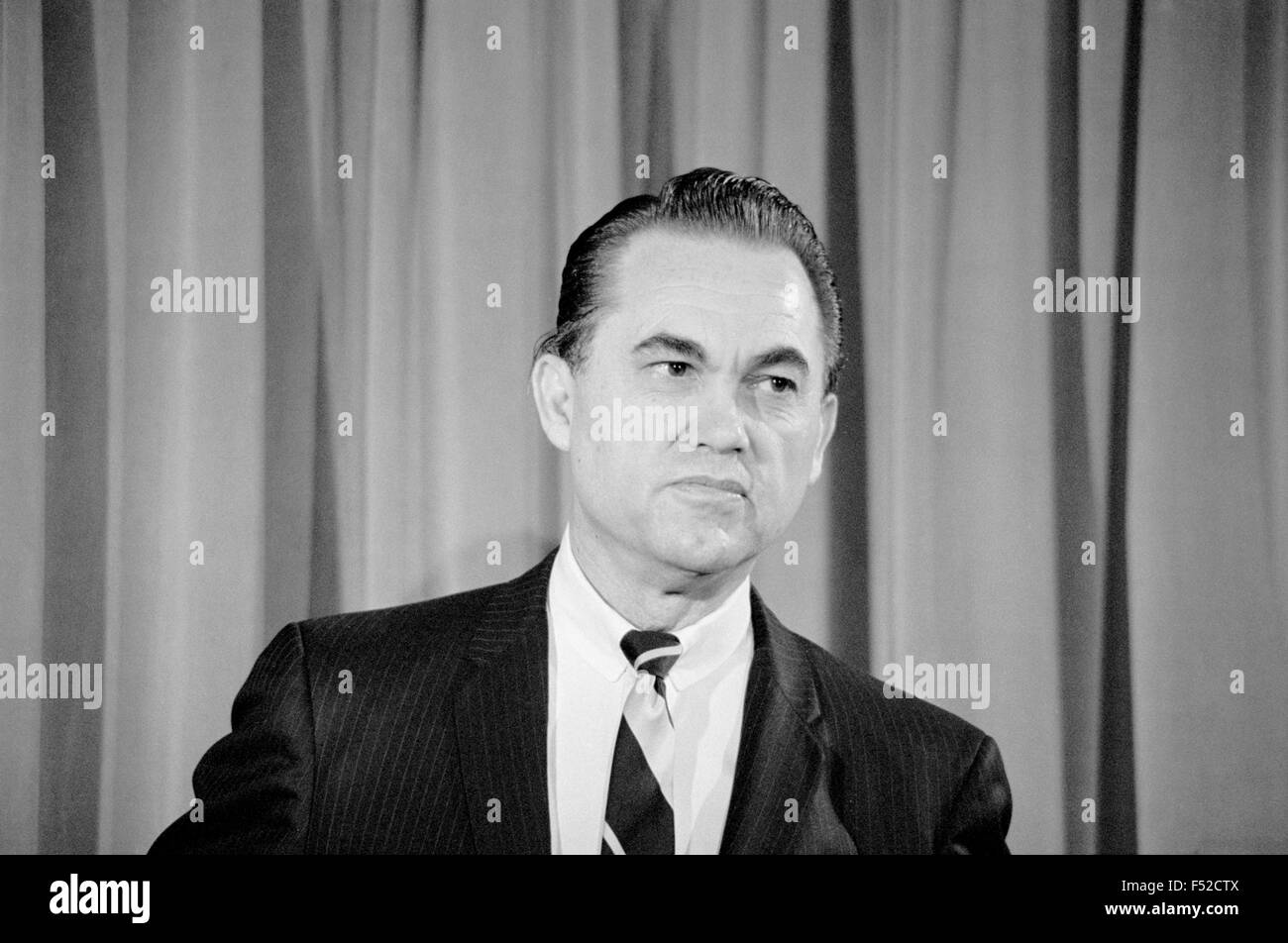 Former Alabama Governor George Wallace during a news conference announcing his campaign for the presidency as a 3rd party candidate February 8, 1968 in Washington, DC. Stock Photo