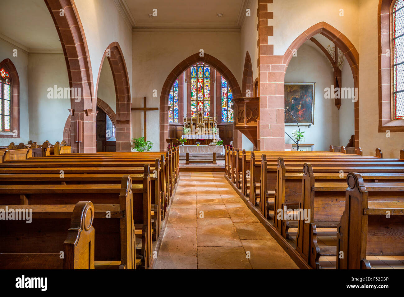 The fortified SaintJacquesleMajeur Church, Hunawihr, HautRhin