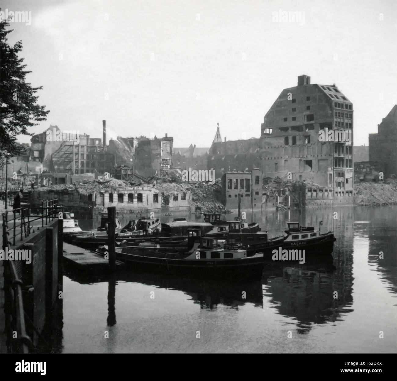 Buildings damaged by the bombing , Bremen , Germany Stock Photo