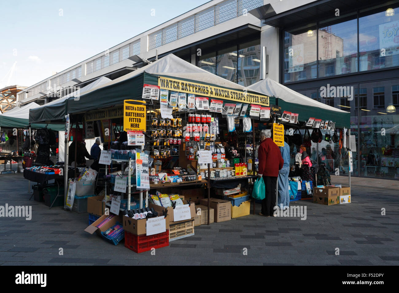 Open air Market Stall on the Moor in Sheffield city centre Stock Photo