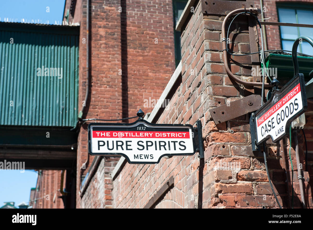 Street signs at Gooderham and Worts, formerly the largest distillery in