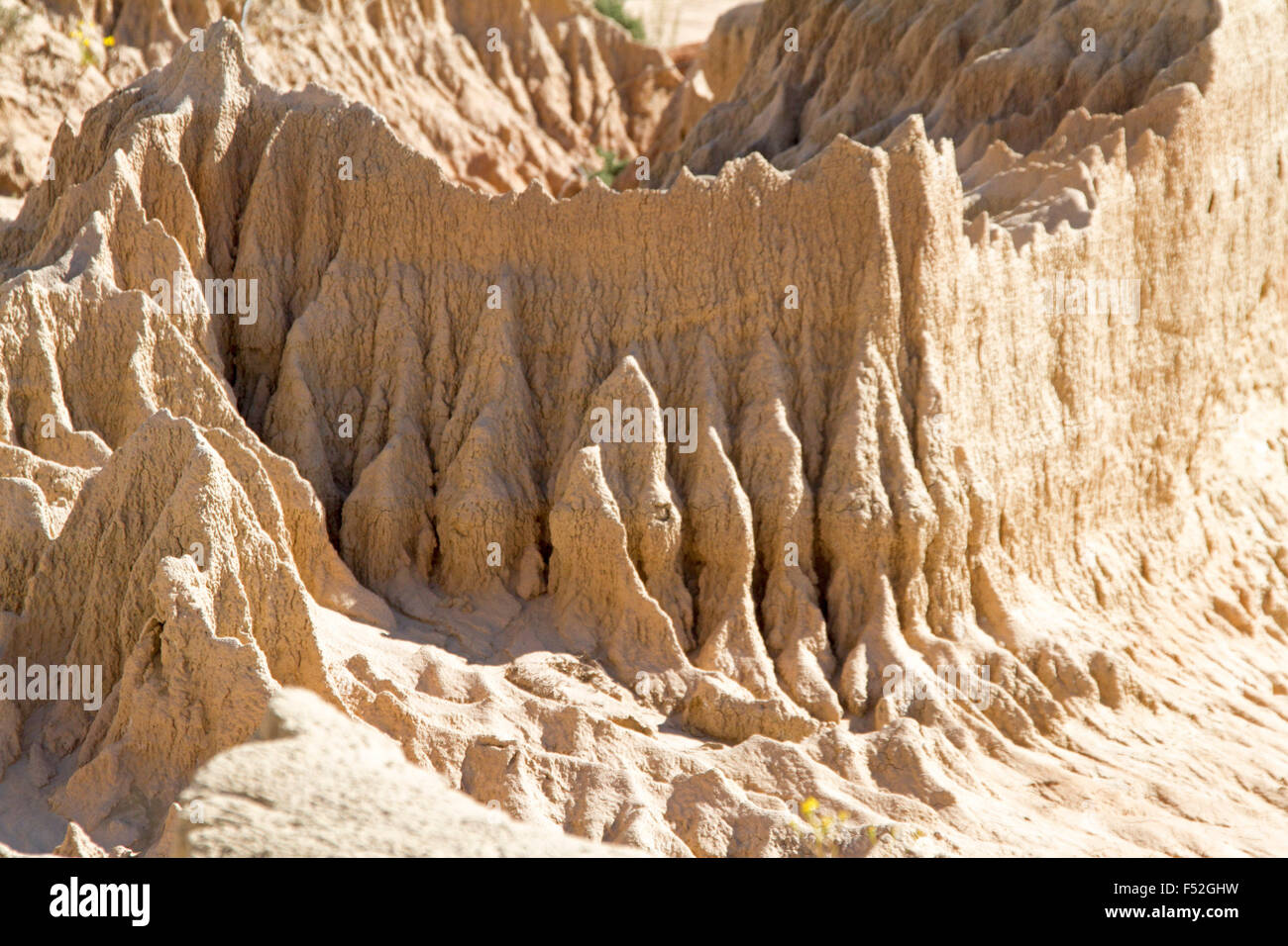 Close-up of severely eroded soil formation on Great Wall of China at Mungo National Park in NSW Stock Photo