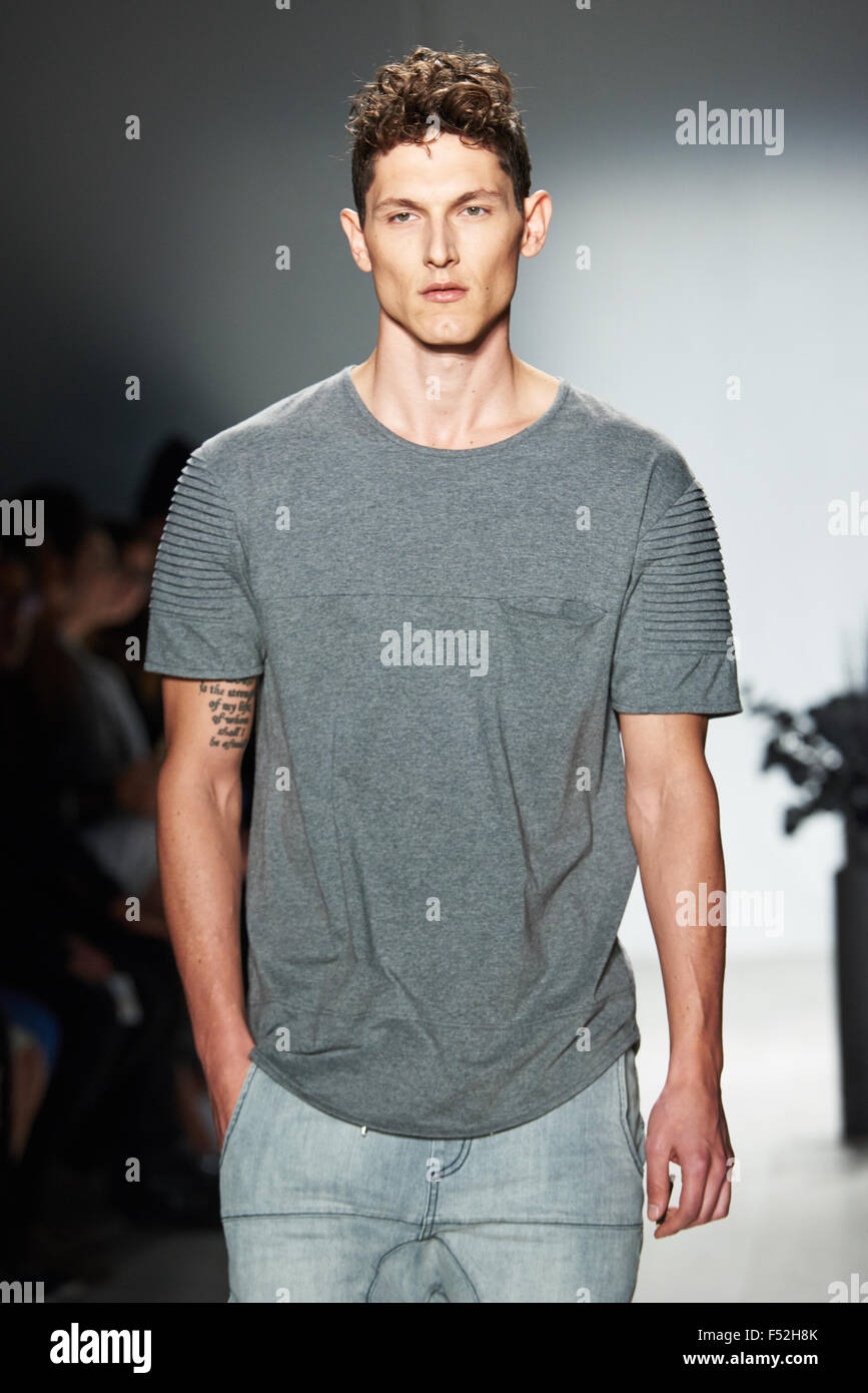 Model walking at KOLLAR CLOTHING show during Toronto world master card  fashion week as part of the semi annual event in Toronto Stock Photo - Alamy