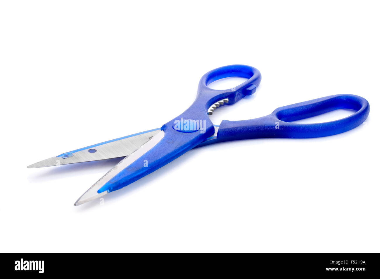 Premium Photo  Small stainless scissors with blue plastic handle isolated  on white background sharp tools for crafts office supplies cutting tools