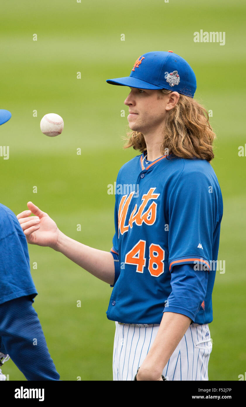 Oct. 24, 2015 - New York, NY, U.S. - Pitcher JACOB DEGROM during NY Mets  practice at Citi Field, Saturday, Oct. 24, 2015. (Credit Image: © Bryan  Smith via ZUMA Wire Stock Photo - Alamy