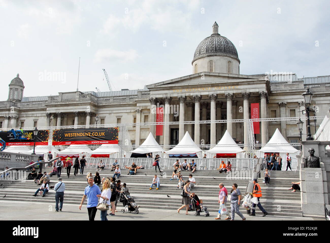 Trafalgar Square with the National Gallery on one side in London, England, UK Stock Photo